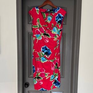 Ralph Lauren Red Floral Midi Dress